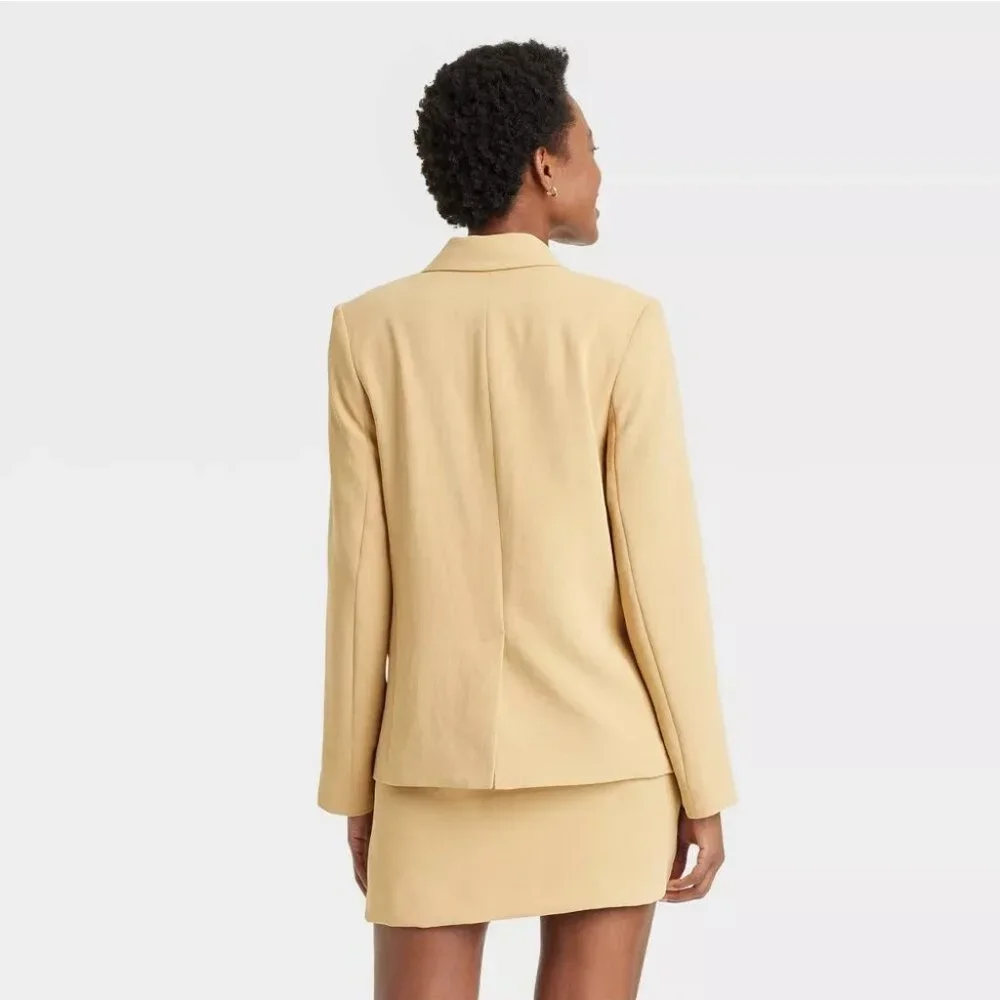 A New Day Women's Signature Crepe Slim Fit Tan Midweight Blazer - Size XS 0/2 - Picture 2 of 6